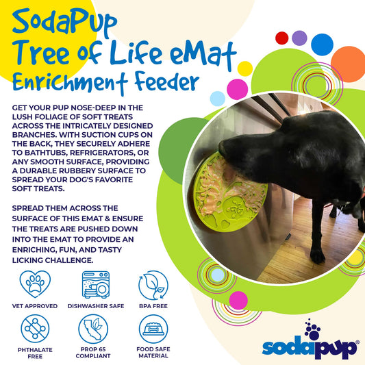 SodaPup Tree Life eMat Enrichment Lick Mat Dogs Cats Suction Cups | Design USA Made