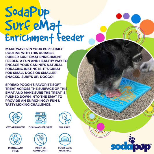 SodaPup Surf's Up eMat Small Lickmat Dogs Cats | Beach-Themed Design