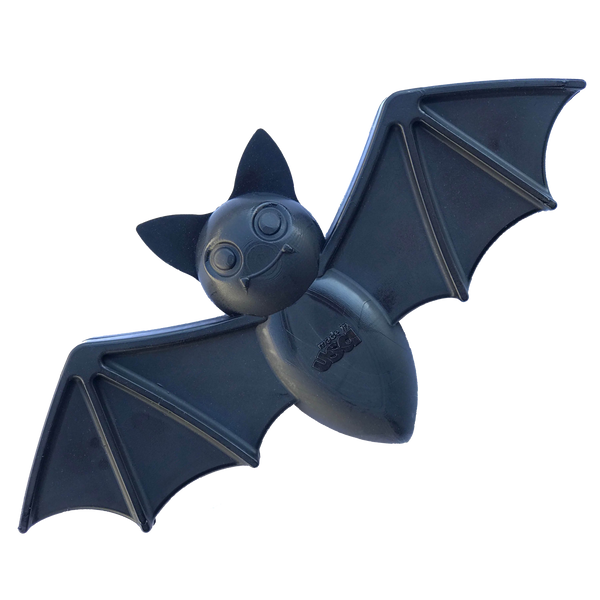 Black SodaPup Vampire Bat nylon chew toy with spread wings