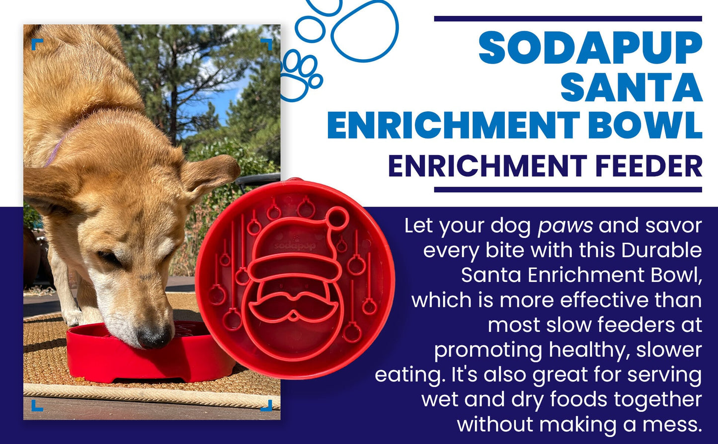SodaPup Santa Christmas eBowl Deep Slow Feeder Dog Bowl Enrichment | USA Made