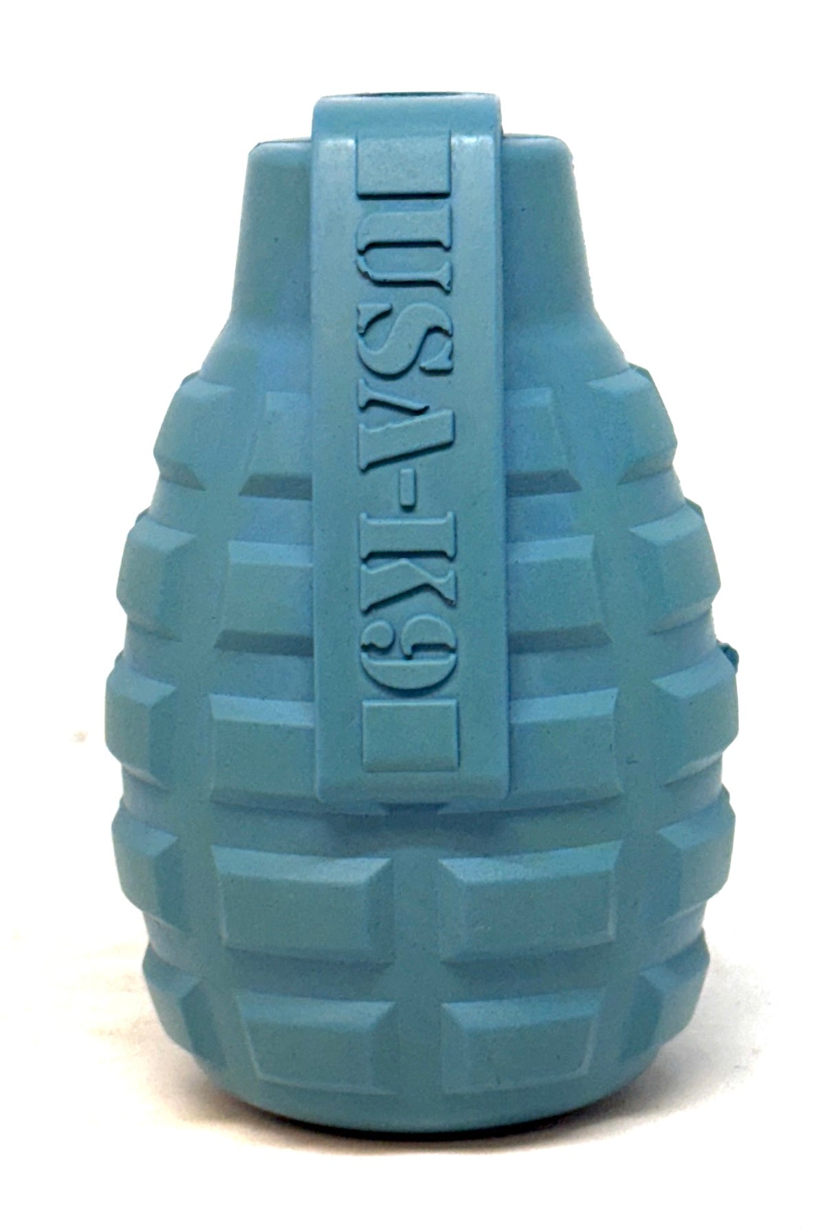Medium blue USA-K9 Grenade rubber chew toy