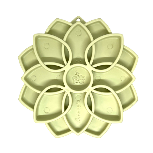 SodaPup Mandala Softie eTray Shallow Slow Feeder Dog Bowl Suction Cups | USA Made Pastel Green