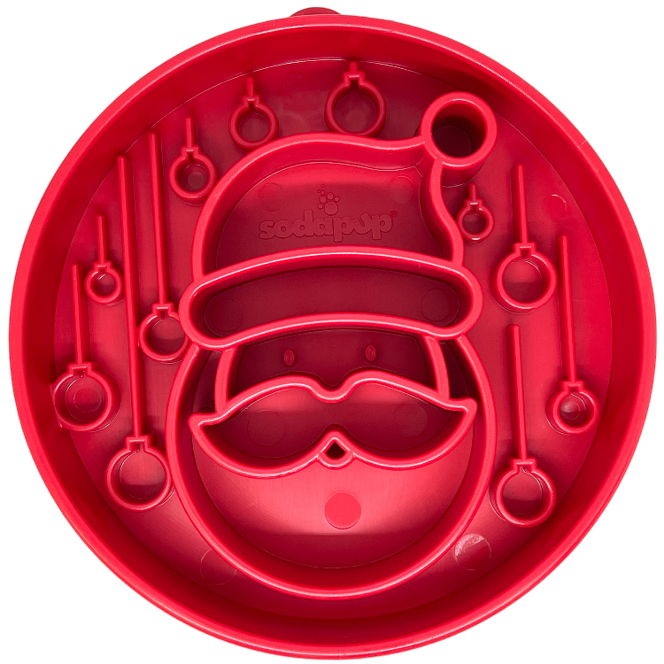 Santa Christmas eBowl Deep Slow Feeder Dog Bowl for Enrichment