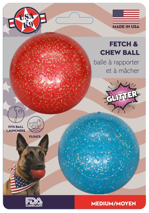 Glitter Ball 2-Pack Dog Toy | Soft Rubber Floating Fetch Ball with Treat Dispenser | USA Made - SodaPup/True Dogs, LLC