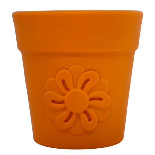 SodaPup Large Flower Pot eCup Dog Treat Dispenser | Durable USA-Made Enrichment Toy Terra Cotta Orange