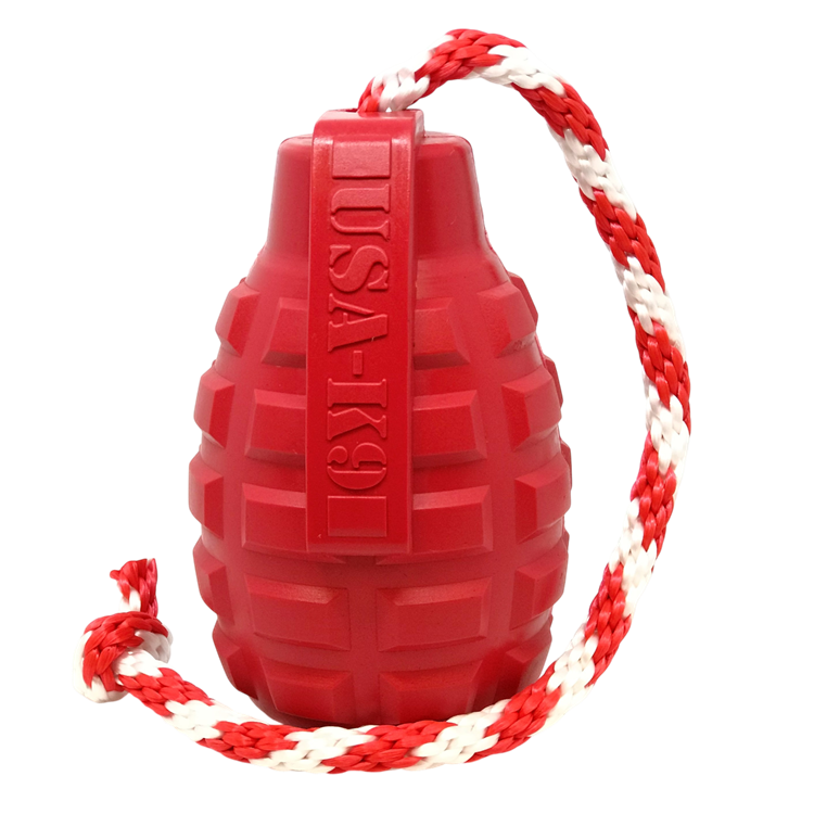 USA-K9 Grenade Rubber Dog Chew Toy | K9 Handler Reward Toy | Blue