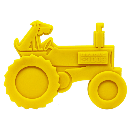 SodaPup Tractor Nylon Dog Toy Aggressive Chewers | USA Made Yellow
