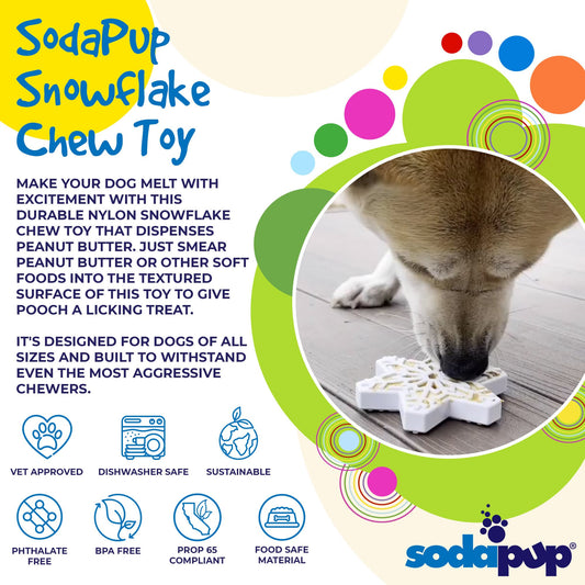 SodaPup Snowflake Nylon Dog Chew Toy Aggressive Chewers | USA Made & FDA Compliant