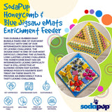 Large Blue Jigsaw & Large Yellow Honeycomb eMat Lick Mat Bundle - SodaPup/True Dogs, LLC