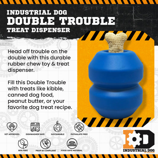 SodaPup Double Trouble Dog Toy Dual Chamber Treat Dispenser Large Dogs | USA Made