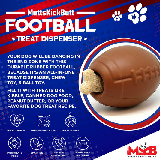 SodaPup Football Dog Chew Toy & Treat Dispenser USA Made |