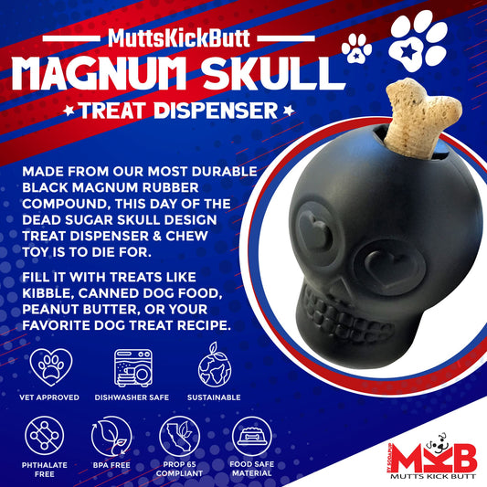 SodaPup Magnum Sugar Skull Dog Chew Toy & Treat Dispenser USA Made |