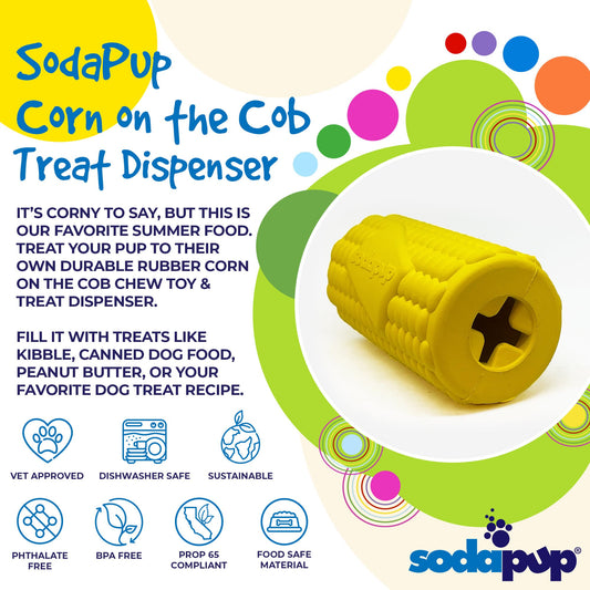 SodaPup Corn Cob Dog Toy Durable Rubber Treat Dispenser | USA Made