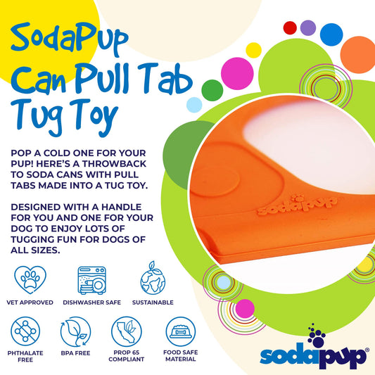 SodaPup Pop Top Rubber Tug Toy Interactive Play | Heavy Chewers USA Made