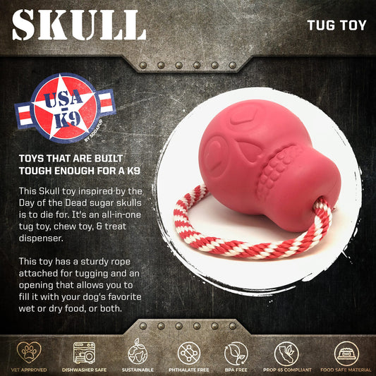 SodaPup USA-K9 Skull Dog Chew Toy & Treat Dispenser Made USA |