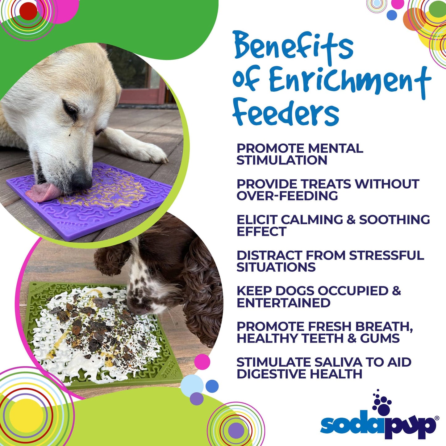 SodaPup Jigsaw & Bones Dog Lick Mat Bundle | 2-Pack Large Variety eMat Set