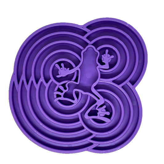 SodaPup Water Frog eTray Shallow Slow Feeder Dog Bowl Enrichment | USA Made Purple