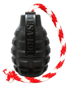 USA-K9 Magnum Grenade Durable Rubber Chew Toy, Treat Dispenser, Reward Toy, Tug Toy, and Retrieving Toy - Black Magnum - SodaPup/True Dogs, LLC