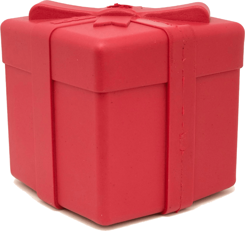 SP Gift Box Durable Rubber Chew Toy & Treat Dispenser Red Medium