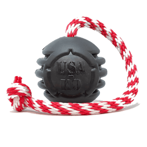 NEW! USA-K9 Magnum Black Stars and Stripes Ultra-Durable  Rubber Chew Toy, Reward Toy, Tug Toy, and Retrieving Toy - Black - SodaPup/True Dogs, LLC