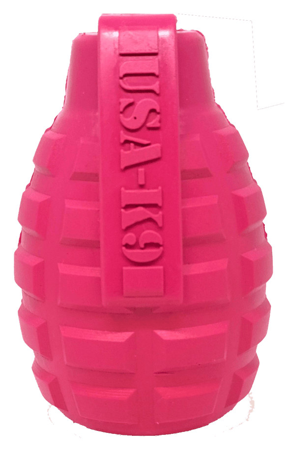 USA-K9 Puppy Grenade Durable Rubber Chew Toy & Treat Dispenser for Teething Pups - Pink - SodaPup/True Dogs, LLC