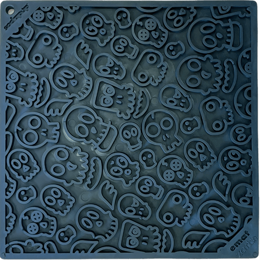 SodaPup Zombie eMat Enrichment Lick Mat Dogs Cats | Halloween Skull Design E-Mat Black