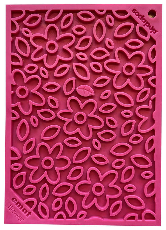 SodaPup Flower Power emat Enrichment Lick Mat Dogs Cats | Design USA Made E-Mat small pink
