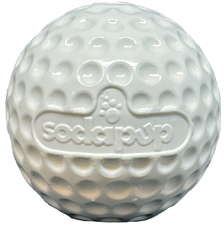 SodaPup Golf Ball Rubber Dog Chew Toy Power Chewers | Floating Treat Dispenser USA Made