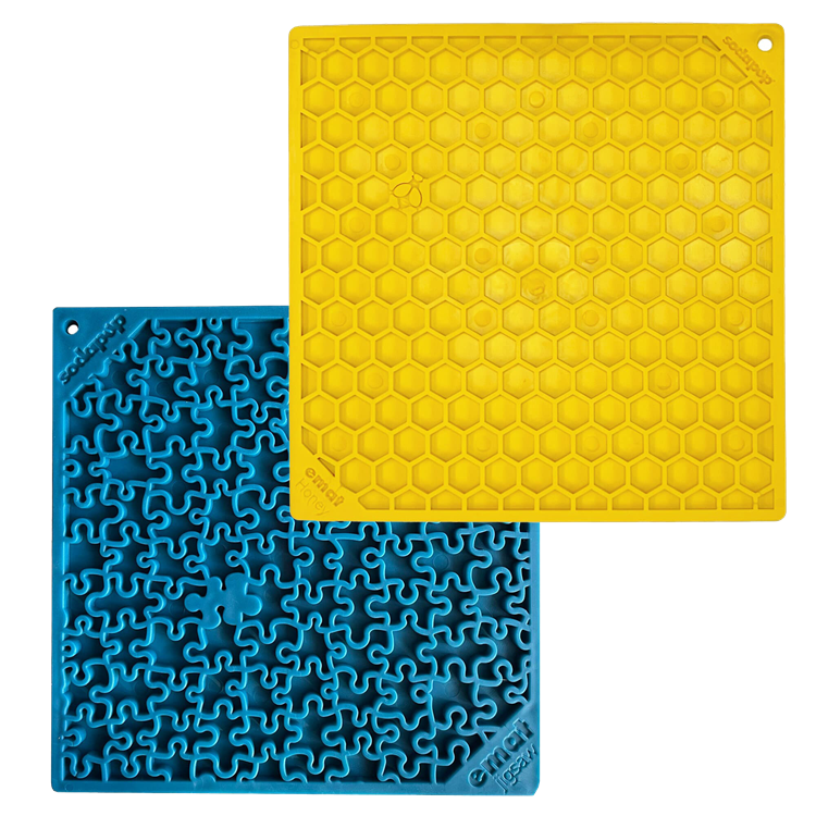Jigsaw & Honeycomb Dog Lick Mat Bundle | 2-Pack Large eMat Set | SodaPup