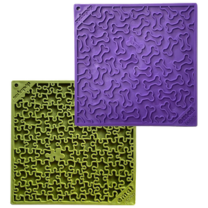 Large Green Jigsaw & Large Purple Bones eMat Lick Mat Bundle - SodaPup/True Dogs, LLC