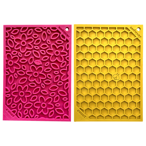 SodaPup Flower Power & Honeycomb Small Dog Lick Mat Bundle | 2-Pack Puppies Cats