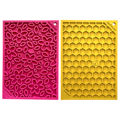 SodaPup Flower Power & Honeycomb Small Dog Lick Mat Bundle | 2-Pack Puppies Cats