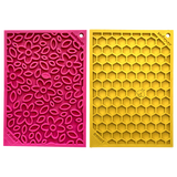 Small Pink Flower Power & Small Yellow Honeycomb eMat Lick Mat Bundle