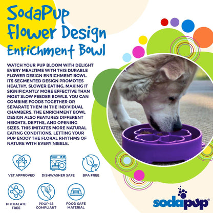 SodaPup Flower eBowl Deep Slow Feeder Dog Bowl Enrichment | USA Made