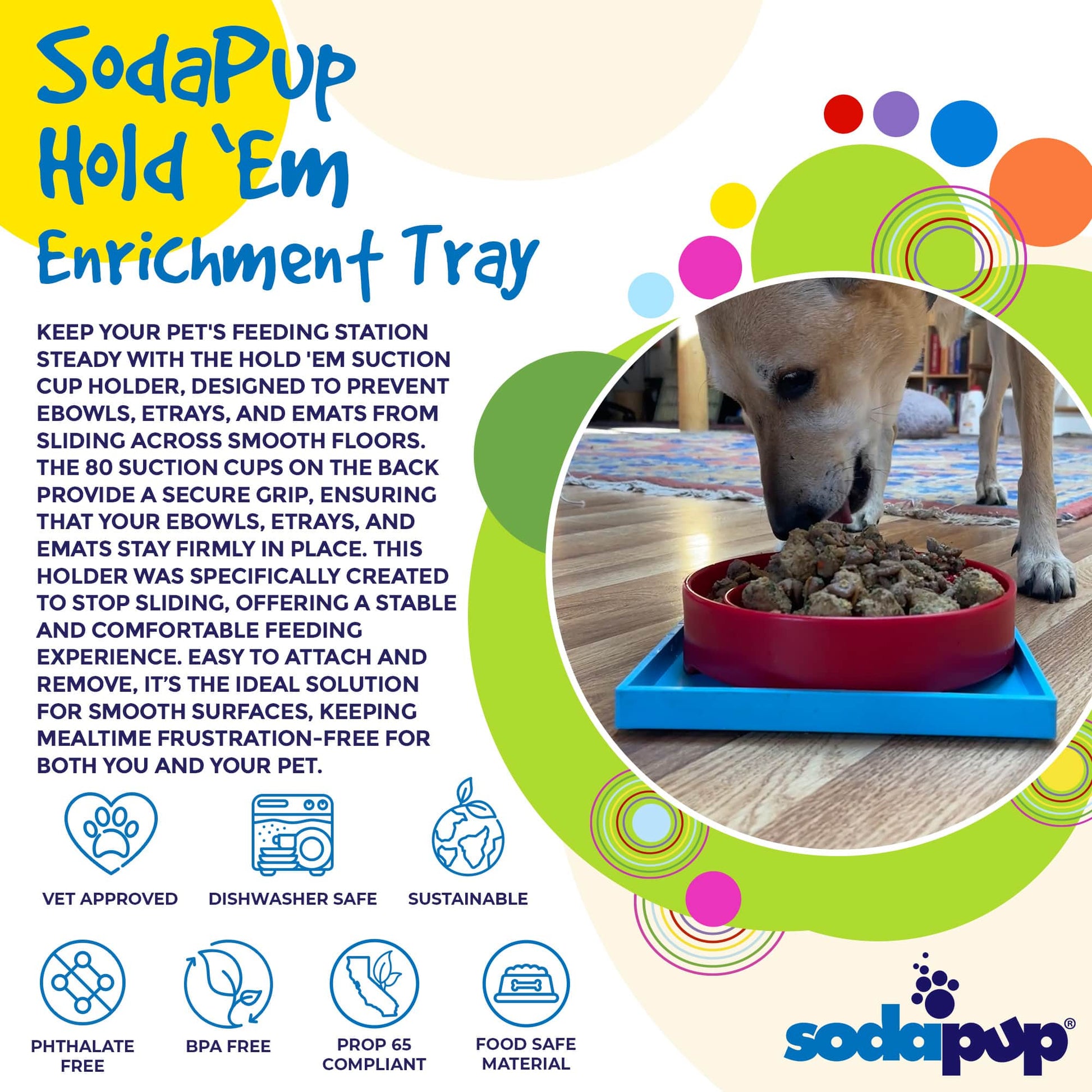 SodaPup Hold 'em Suction Cup Holder Dog Bowls & Lick Mats | USA Made