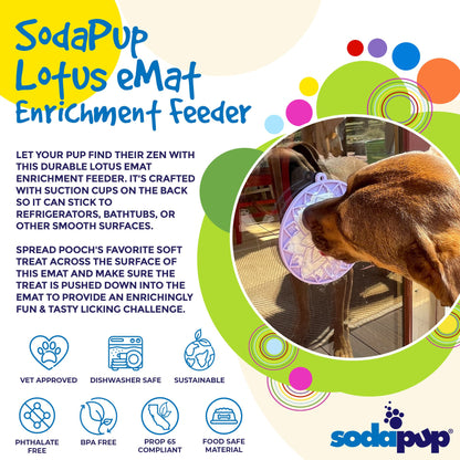 SodaPup Lotus Design emat Enrichment Lick Mat Dogs Cats Suction Cups | USA Made