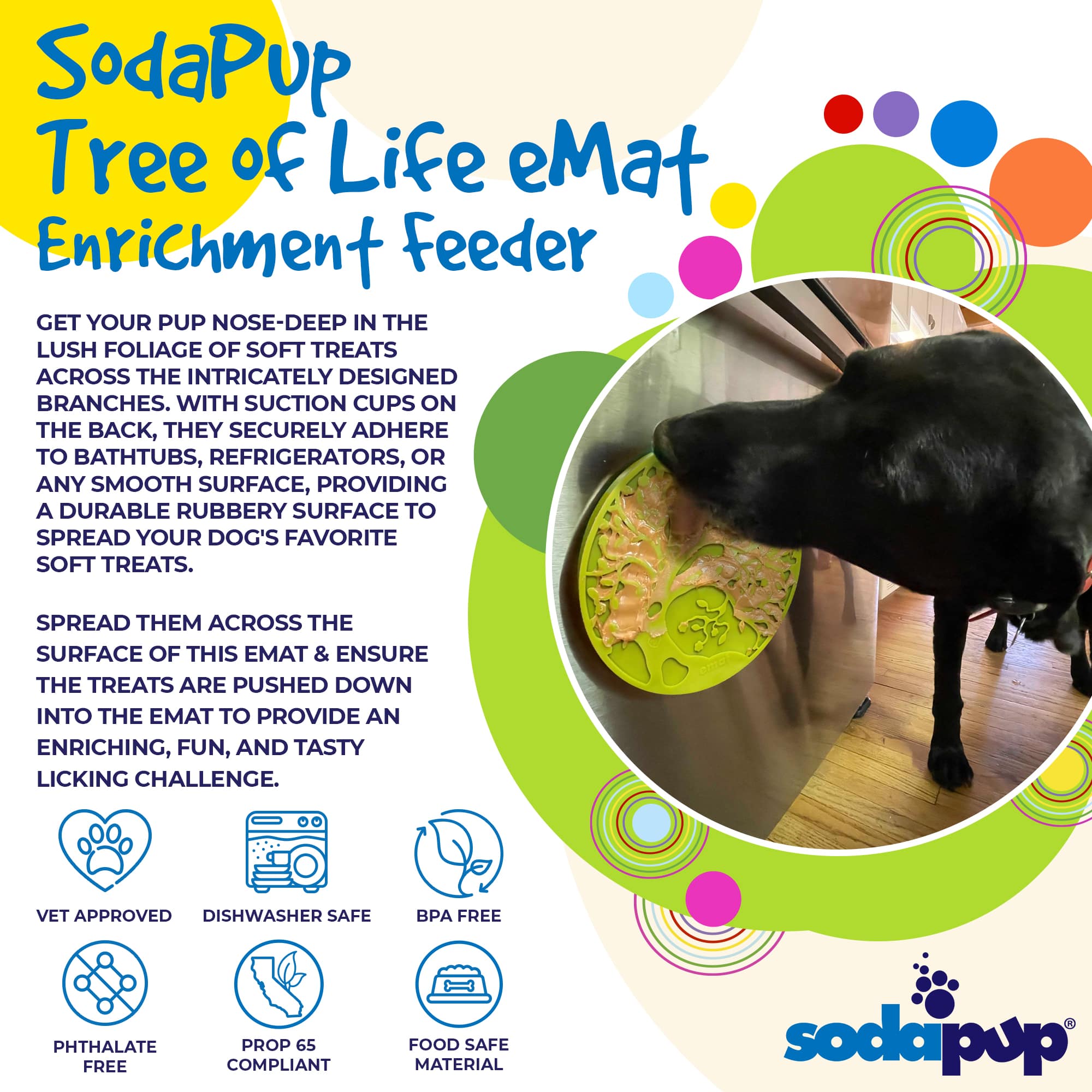 Tree of Life Dog Lick Mat with Suction Cups | eMat Enrichment Toy