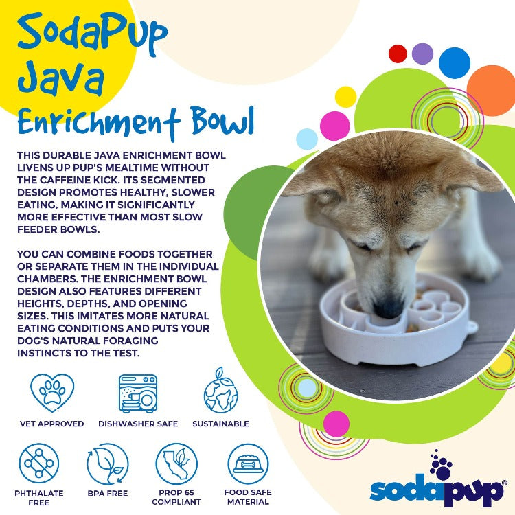 SodaPup Java eBowl Deep Slow Feeder Dog Bowl Enrichment | USA Made