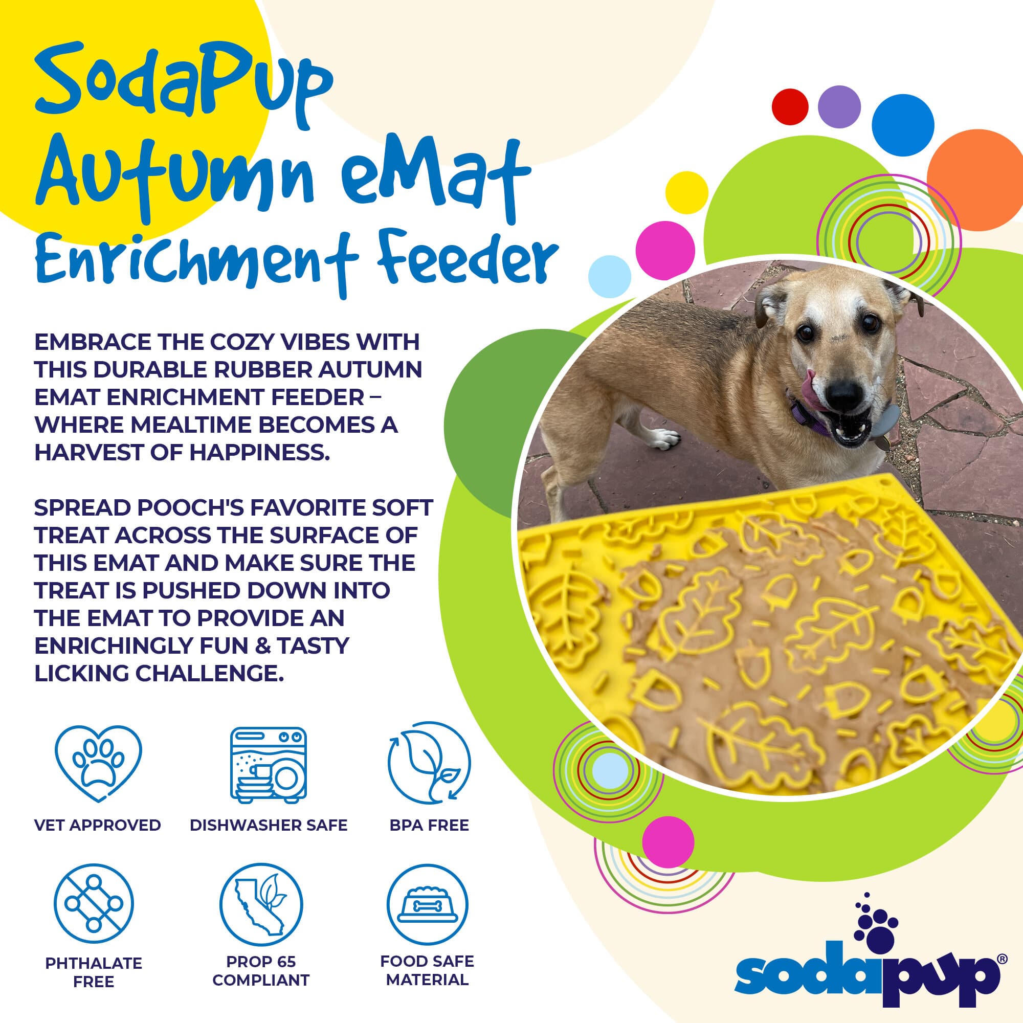 Autumn Dog Lick Mat | Fall Leaves eMat Enrichment Toy | SodaPup