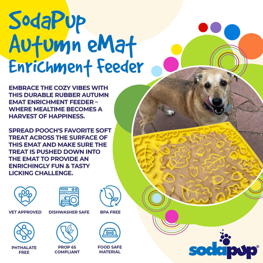 SodaPup Autumn eMat Enrichment Lick Mat Dogs Cats| Fall Leaves Design |