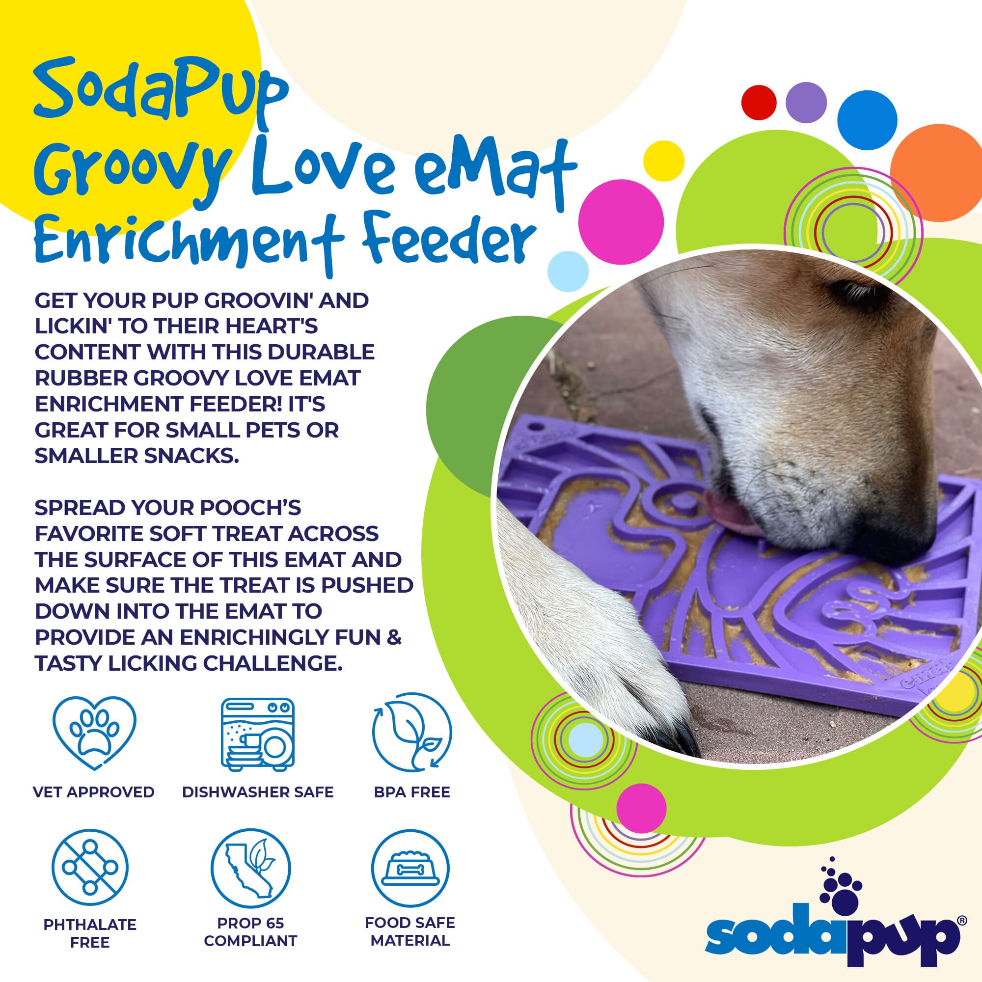 Groovy Love eMat - Small Enrichment Lick Mat| Retro Peace & Love
