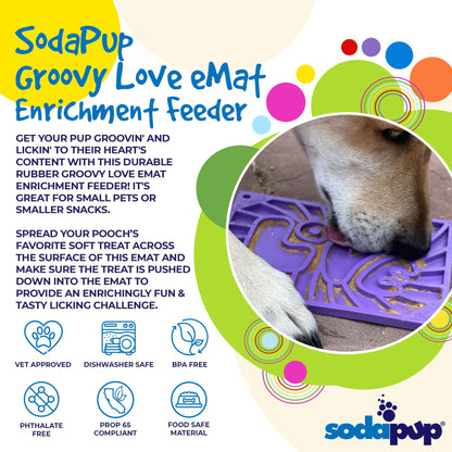 SodaPup Groovy Love eMat Small Enrichment Lick Mat| Retro Peace & Design |