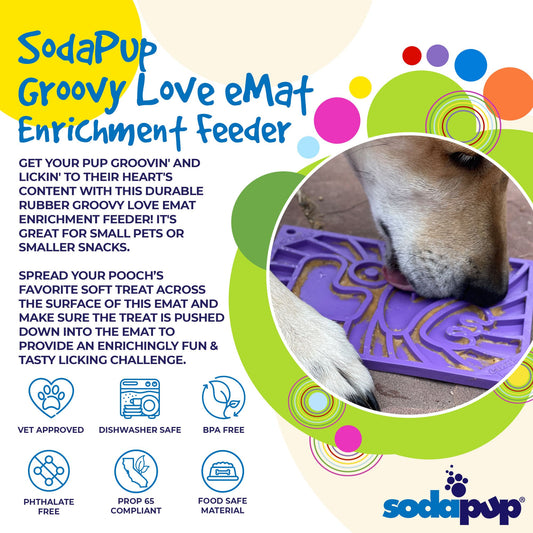 SodaPup Groovy Love eMat Small Enrichment Lick Mat| Retro Peace & Design |