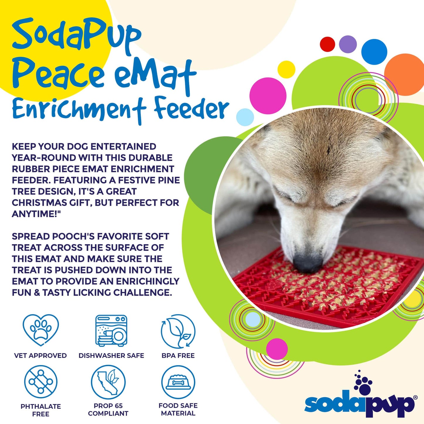 SodaPup "Peace" Christmas Tree emat Enrichment Lick Mat Dogs Cats | design