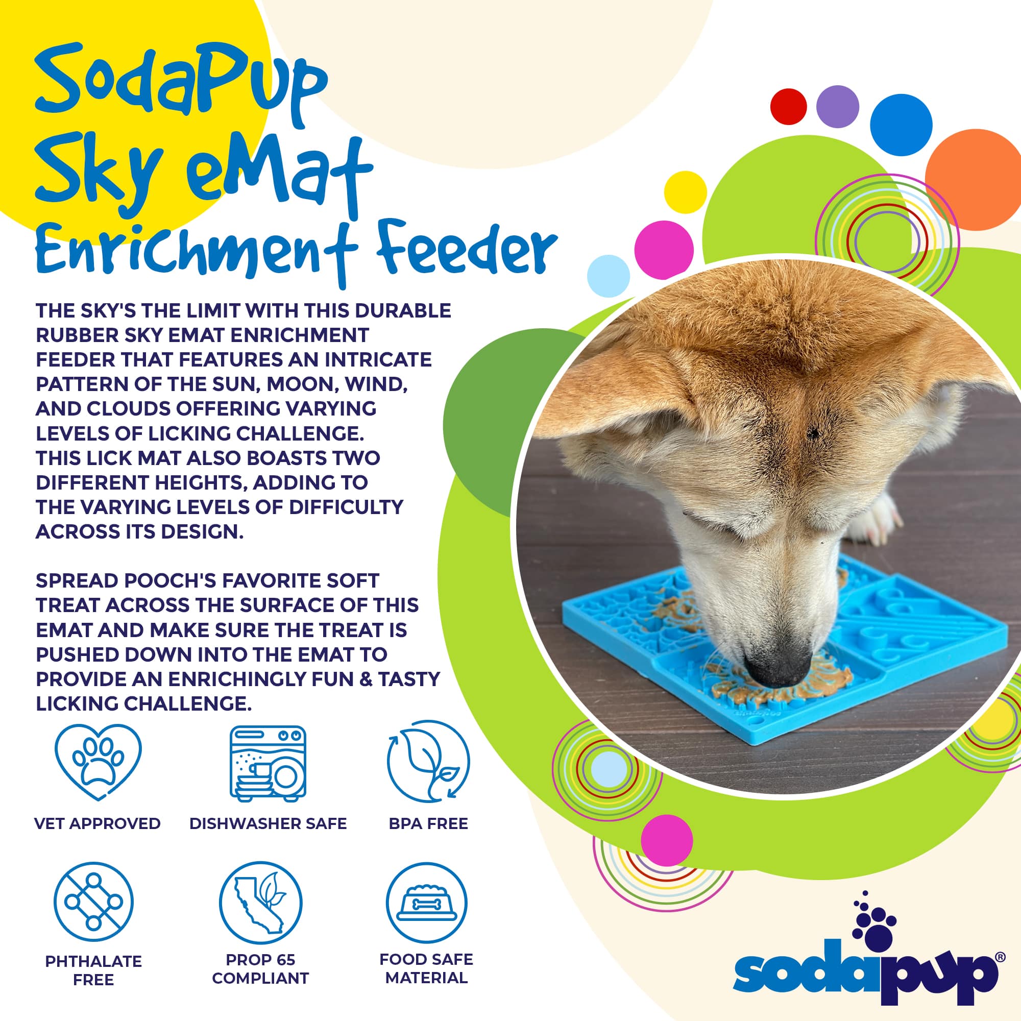 SodaPup Sky Design eMat Enrichment Lick Mat Yellow Sky eMat