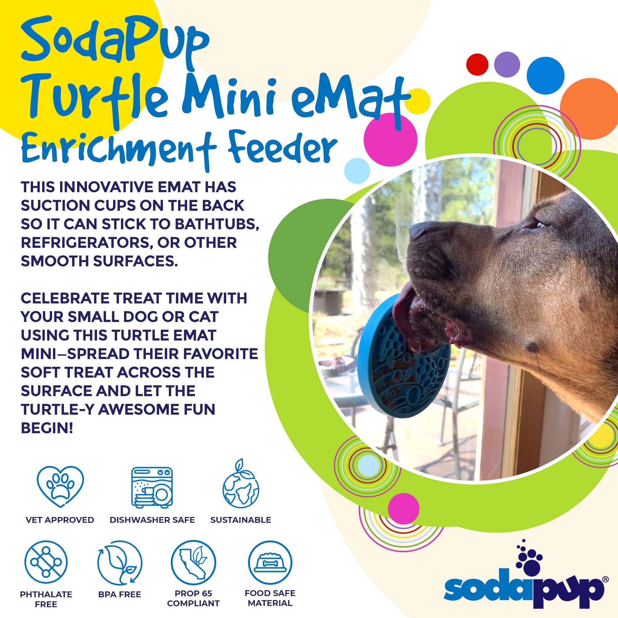 Turtle eMat-Mini Lick Mat with Suction Cups - Small Dogs & Cats