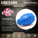 USA-K9 Grenade Durable Rubber Chew Toy & Treat Dispenser - blue