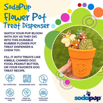 SodaPup Large Flower Pot eCup Dog Treat Dispenser | Durable USA-Made Enrichment Toy