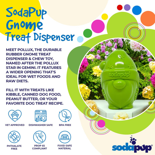 SodaPup Gnome Rubber Dog Chew Toy Heavy Chewers | Floating Treat Dispenser USA Made