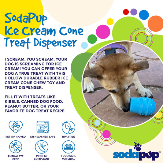 SodaPup Ice Cream Cone Rubber Dog Chew Toy Power Chewers | USA Made